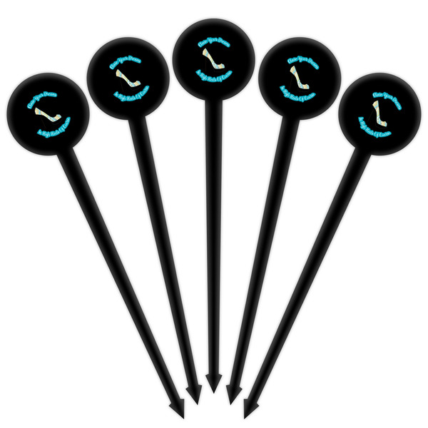 High Heels Black Plastic 4" Food Pick - Round - Fan View