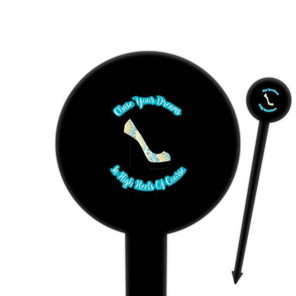 Custom High Heels 6" Round Plastic Food Picks - Black - Double Sided