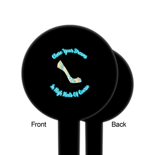 High Heels Black Plastic 6" Food Pick - Round - Single Sided - Front & Back