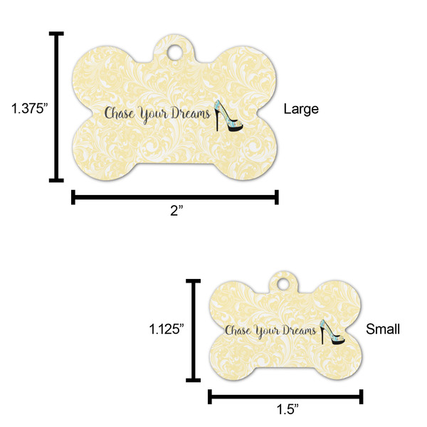 High Heels Bone Shaped Dog ID Tag - Large - Scale