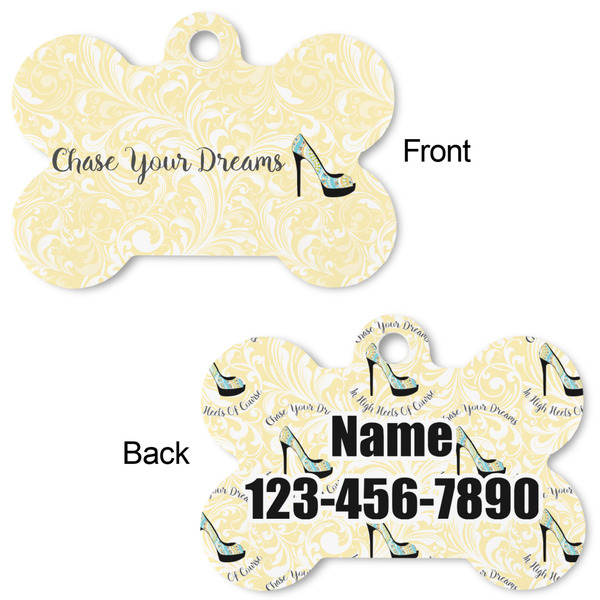 High Heels Bone Shaped Dog Tag - Front & Back