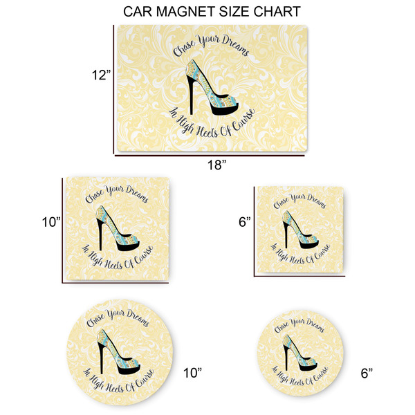 High Heels Car Magnets - SIZE CHART