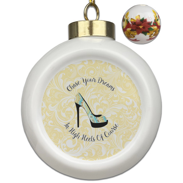 Custom High Heels Ceramic Ball Ornaments - Poinsettia Garland