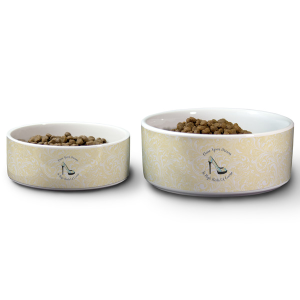 High Heels Ceramic Dog Bowls - Size Comparison