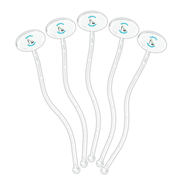 High Heels Clear Plastic 7" Stir Stick - Oval - Fan