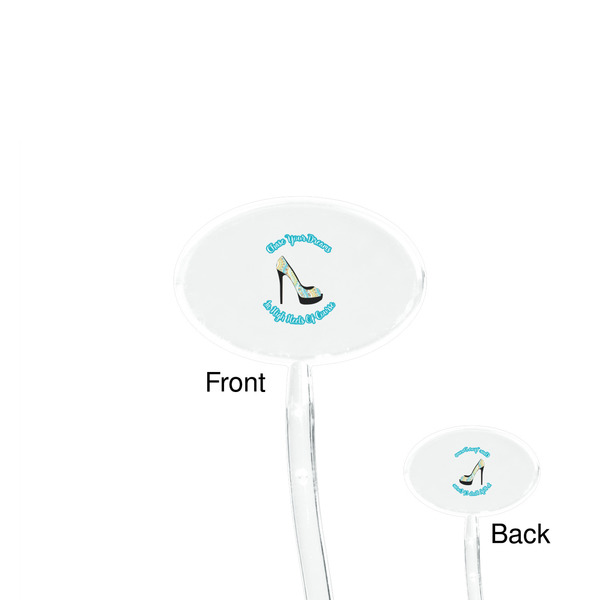 High Heels Clear Plastic 7" Stir Stick - Oval - Front & Back