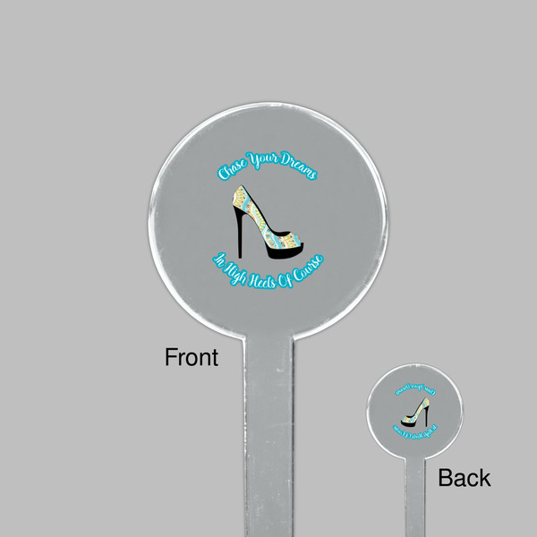 High Heels Clear Plastic 7" Stir Stick - Round - Front & Back