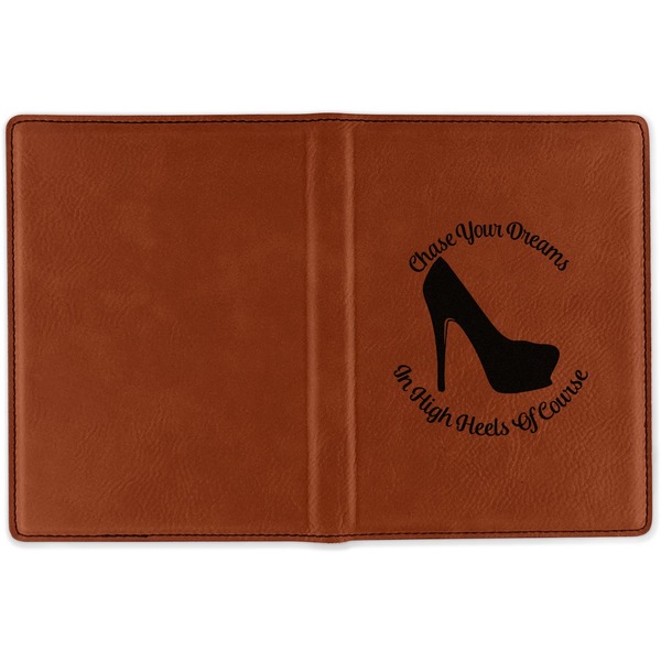 High Heels Cognac Leather Passport Holder Outside Single Sided - Apvl