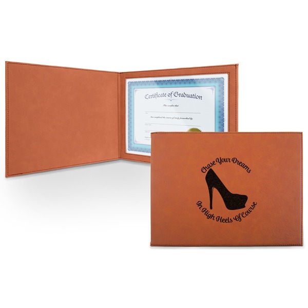 Custom High Heels Leatherette Certificate Holder - Front