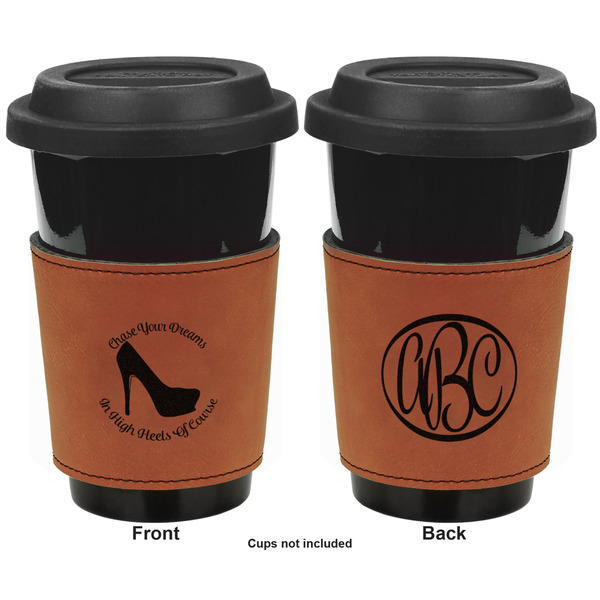 High Heels Cognac Leatherette Mug Sleeve - Double Sided Apvl