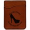 High Heels Cognac Leatherette Phone Wallet close up