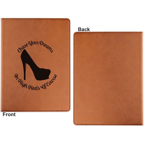 High Heels Cognac Leatherette Portfolios with Notepad - Large - Single Sided - Apvl