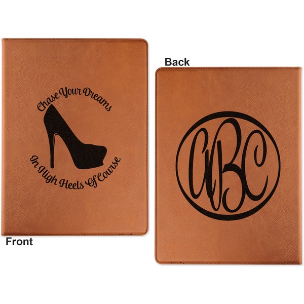 High Heels Cognac Leatherette Portfolios with Notepad - Small - Double Sided- Apvl