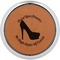 High Heels Cognac Leatherette Round Coasters w/ Silver Edge - Single