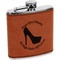 High Heels Cognac Leatherette Wrapped Stainless Steel Flask