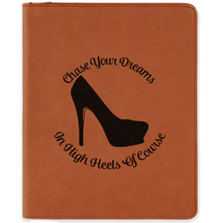 High Heels Leatherette Zipper Portfolio with Notepad