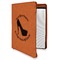 High Heels Cognac Leatherette Zipper Portfolios with Notepad - Main