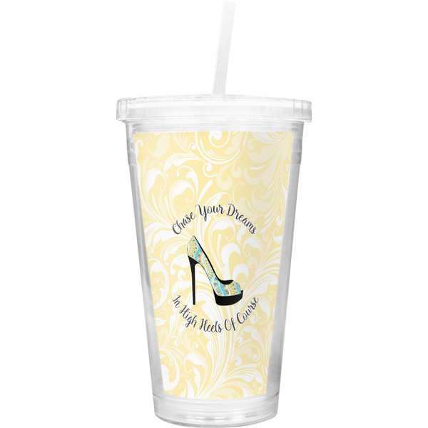 Custom High Heels Double Wall Tumbler with Straw