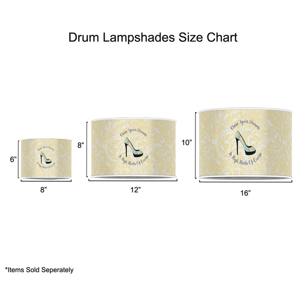 High Heels Drum Lampshades - Sizing Chart