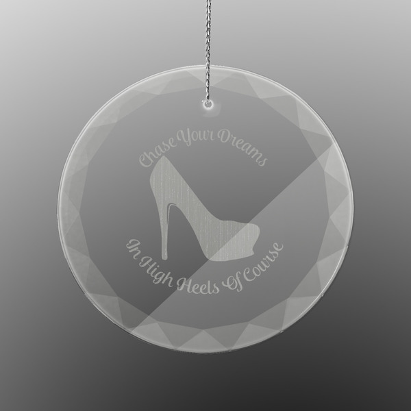 Custom High Heels Engraved Glass Ornament - Round