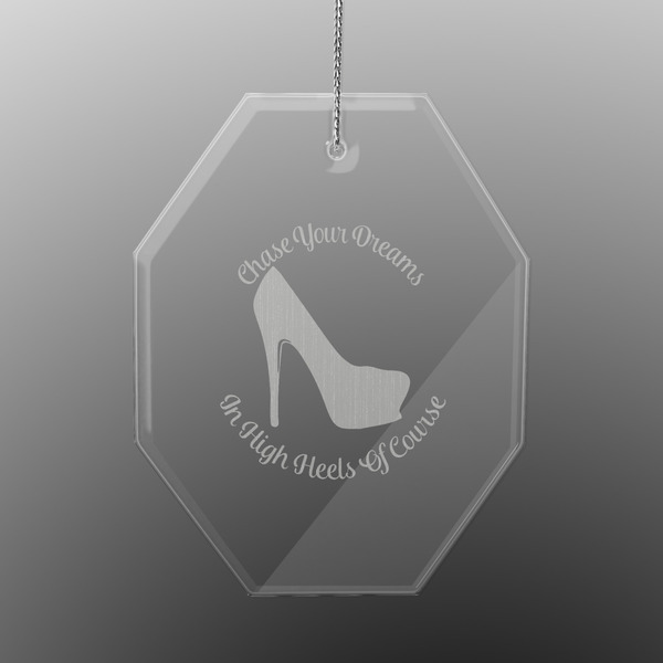 Custom High Heels Engraved Glass Ornament - Octagon