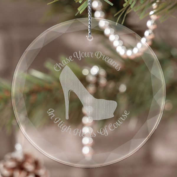 Custom High Heels Engraved Glass Ornament