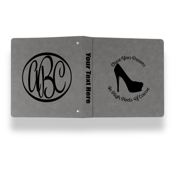 High Heels Leather Binder - 1" - Grey - Back Spine Front View