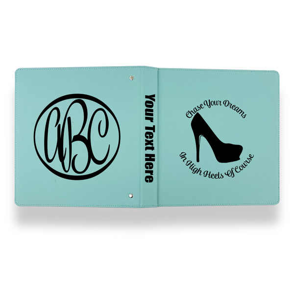 High Heels Leather Binder - 1" - Teal - Back Spine Front View