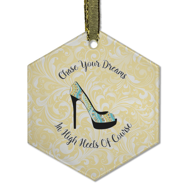 High Heels Frosted Glass Ornament - Hexagon