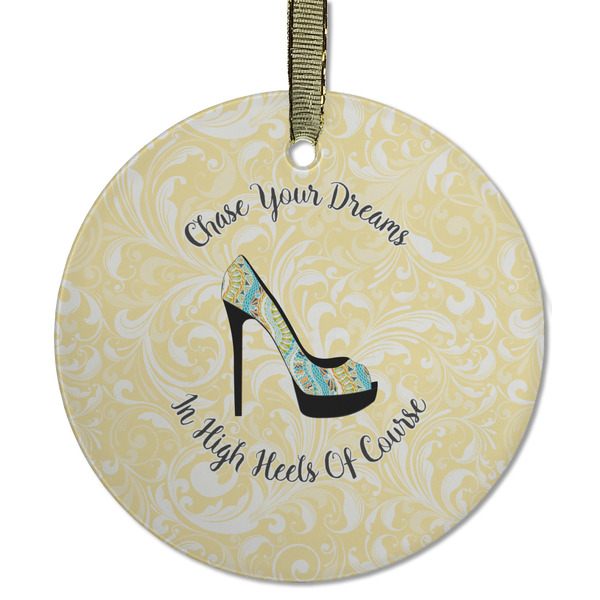 Custom High Heels Flat Glass Ornament - Round