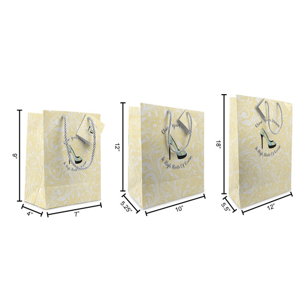 High Heels Gift Bags - All Sizes - Dimensions