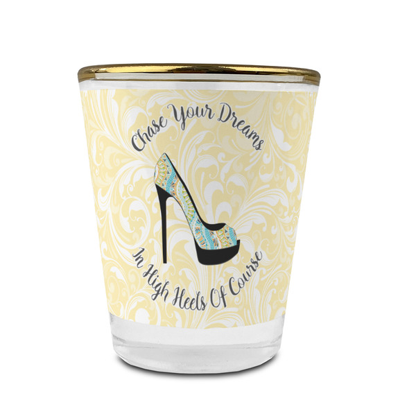 High Heels Glass Shot Glass - With gold rim - FRONT