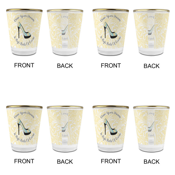 High Heels Glass Shot Glass - with gold rim - Set of 4 - APPROVAL