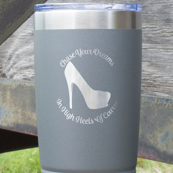 High Heels Gray Polar Camel Tumbler - 20oz - Close Up