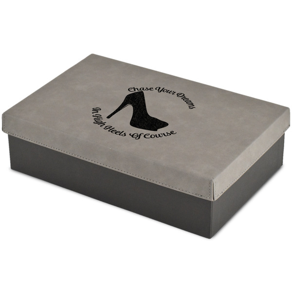 Custom High Heels Large Gift Box w/ Engraved Leather Lid
