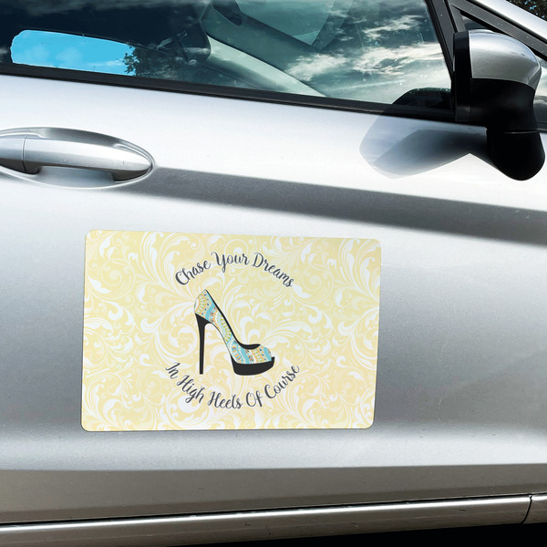 High Heels Large Rectangle Car Magnets- In Context