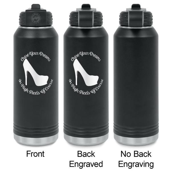 High Heels Laser Engraved Water Bottles - 2 Styles - Front & Back View
