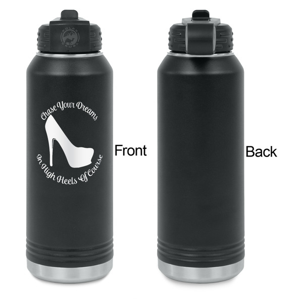 High Heels Laser Engraved Water Bottles - Front Engraving - Front & Back View