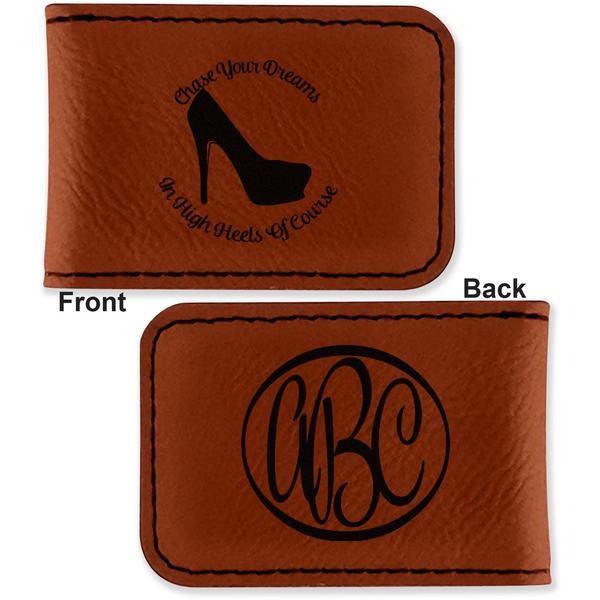 High Heels Leatherette Magnetic Money Clip - Front and Back
