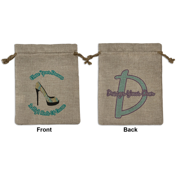 Custom High Heels Medium Burlap Gift Bag - Front & Back