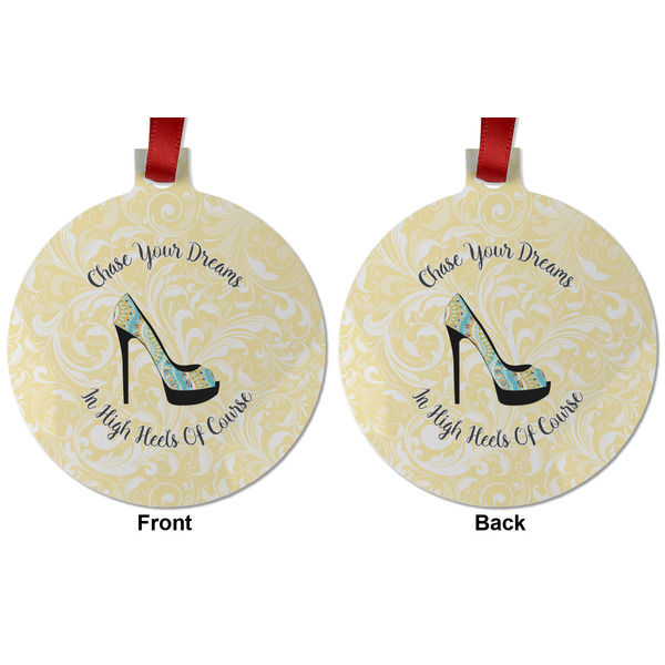 High Heels Metal Ball Ornament - Front and Back