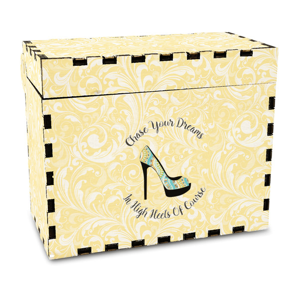 Custom High Heels Wood Recipe Box - Full Color Print