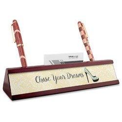 High Heels Red Mahogany Nameplate with Business Card Holder