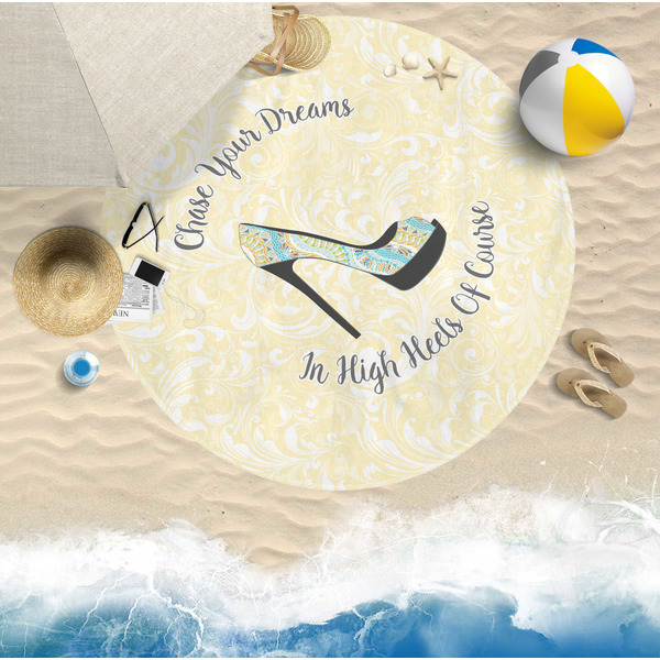High Heels Round Beach Towel Lifestyle