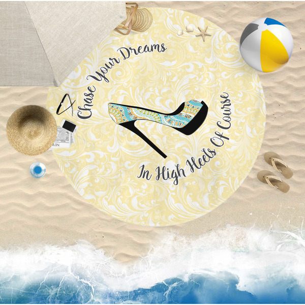 High Heels Round Beach Towel Lifestyle