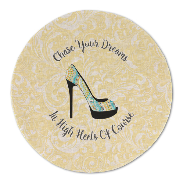Custom High Heels Round Linen Placemat - Single Sided
