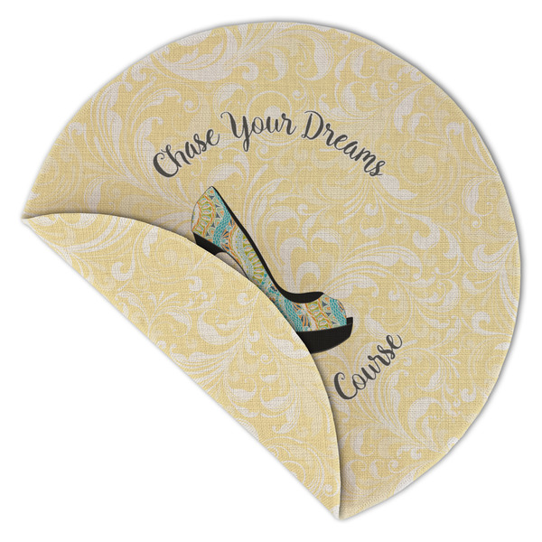 High Heels Round Linen Placemats - Front (folded corner double sided)