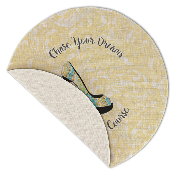 High Heels Round Linen Placemats - Front (folded corner single sided)