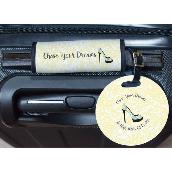 High Heels Round Luggage Tag & Handle Wrap - In Context