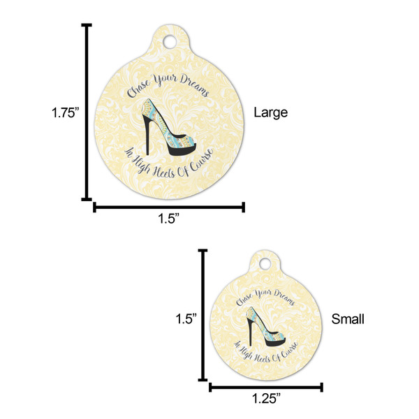 High Heels Round Pet ID Tag - Large - Comparison Scale